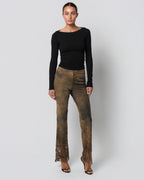 Low Rise 2000s Suede Laser Cut Pants