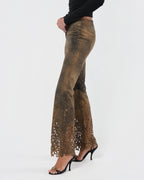 Low Rise 2000s Suede Laser Cut Pants