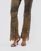 Low Rise 2000s Suede Laser Cut Pants