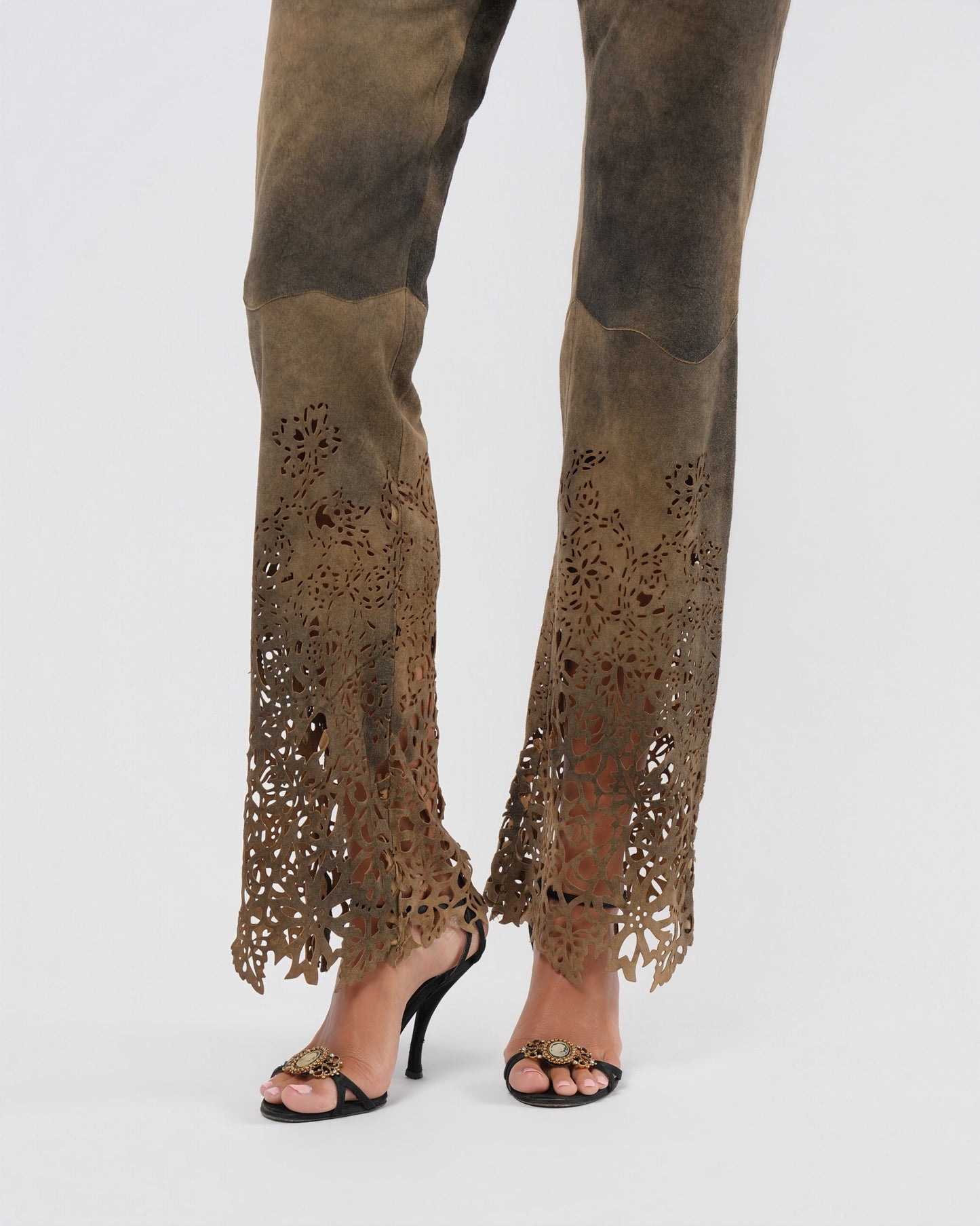 Low Rise 2000s Suede Laser Cut Pants