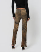 Low Rise 2000s Suede Laser Cut Pants