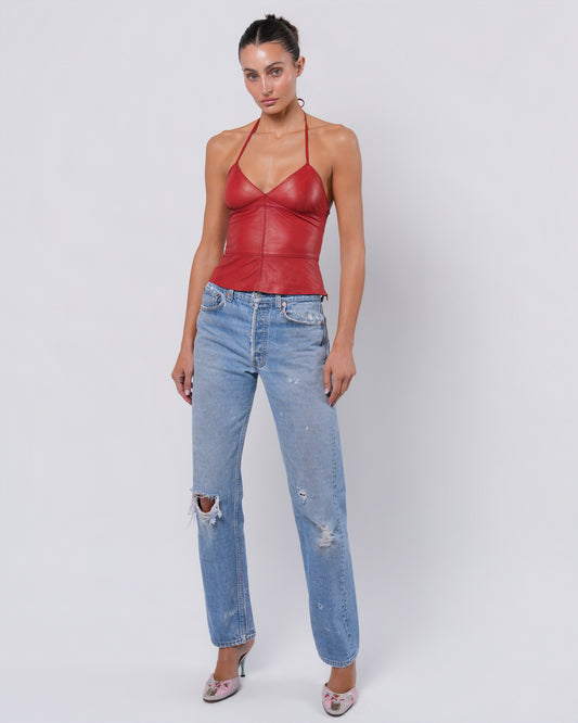 Leather Halter Top