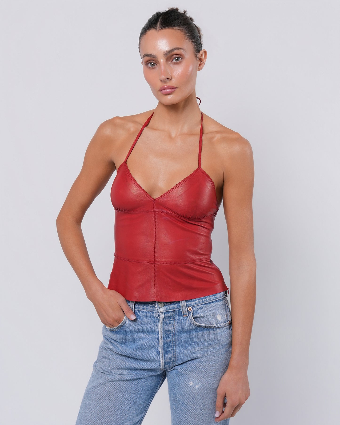 Leather Halter Top