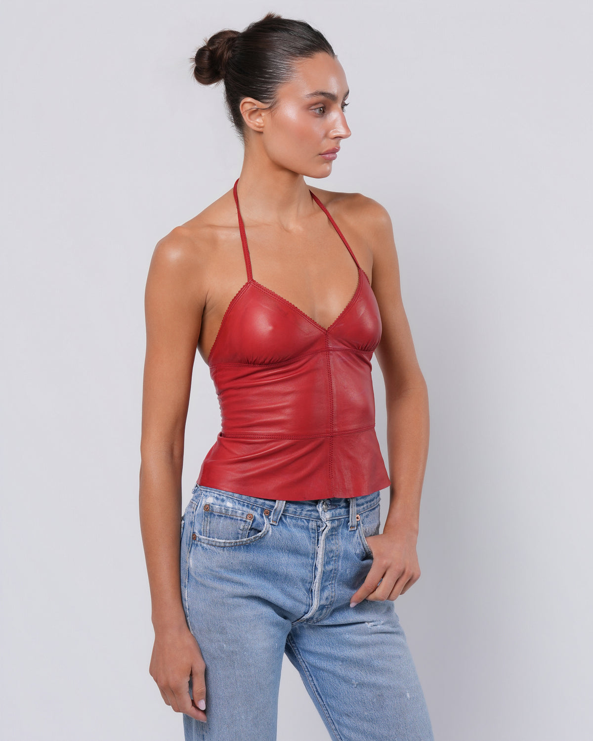 Leather Halter Top