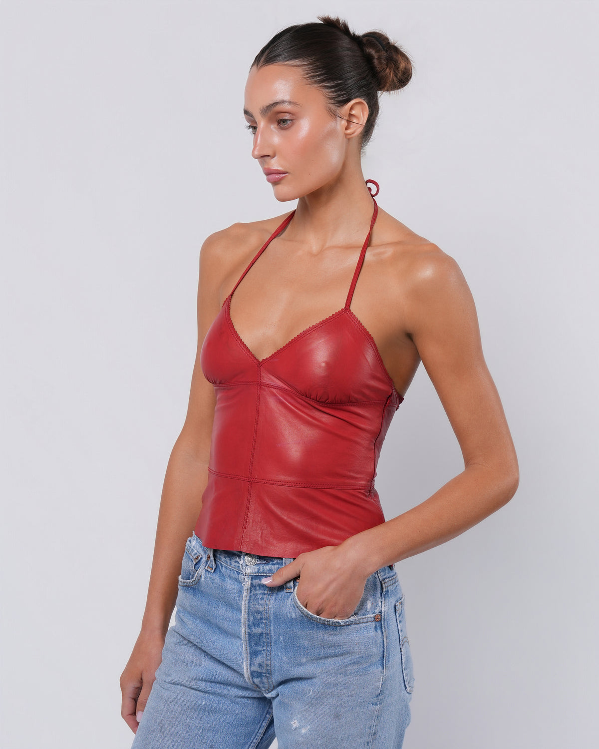 Leather Halter Top