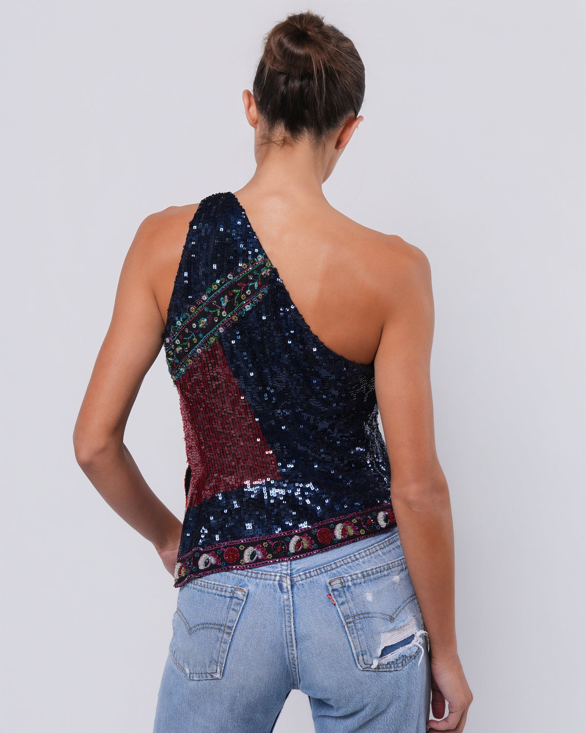 FW 2000 Sequined Asymmetrical Top