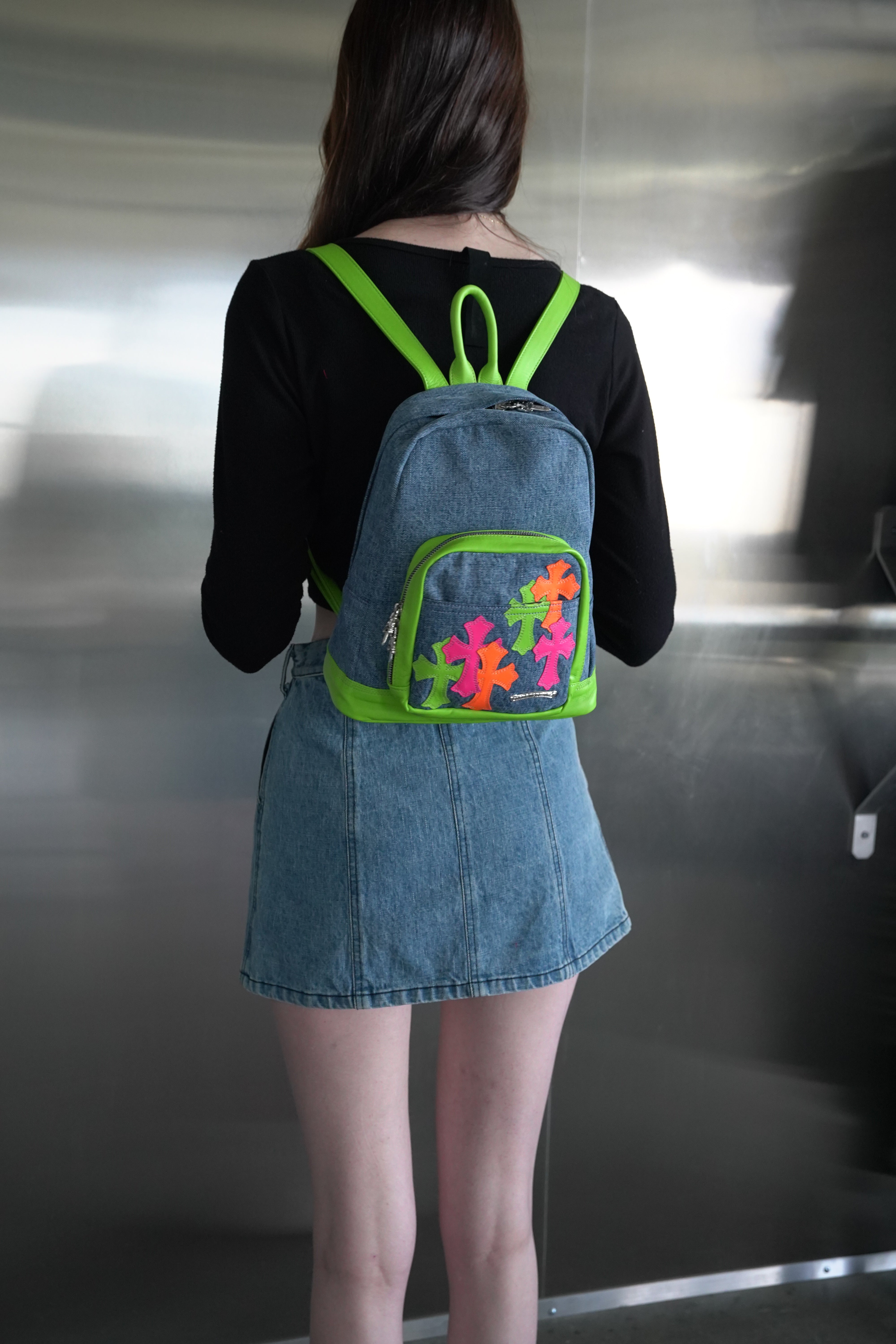 Denim Cross Patch Seventh Grade Backpack