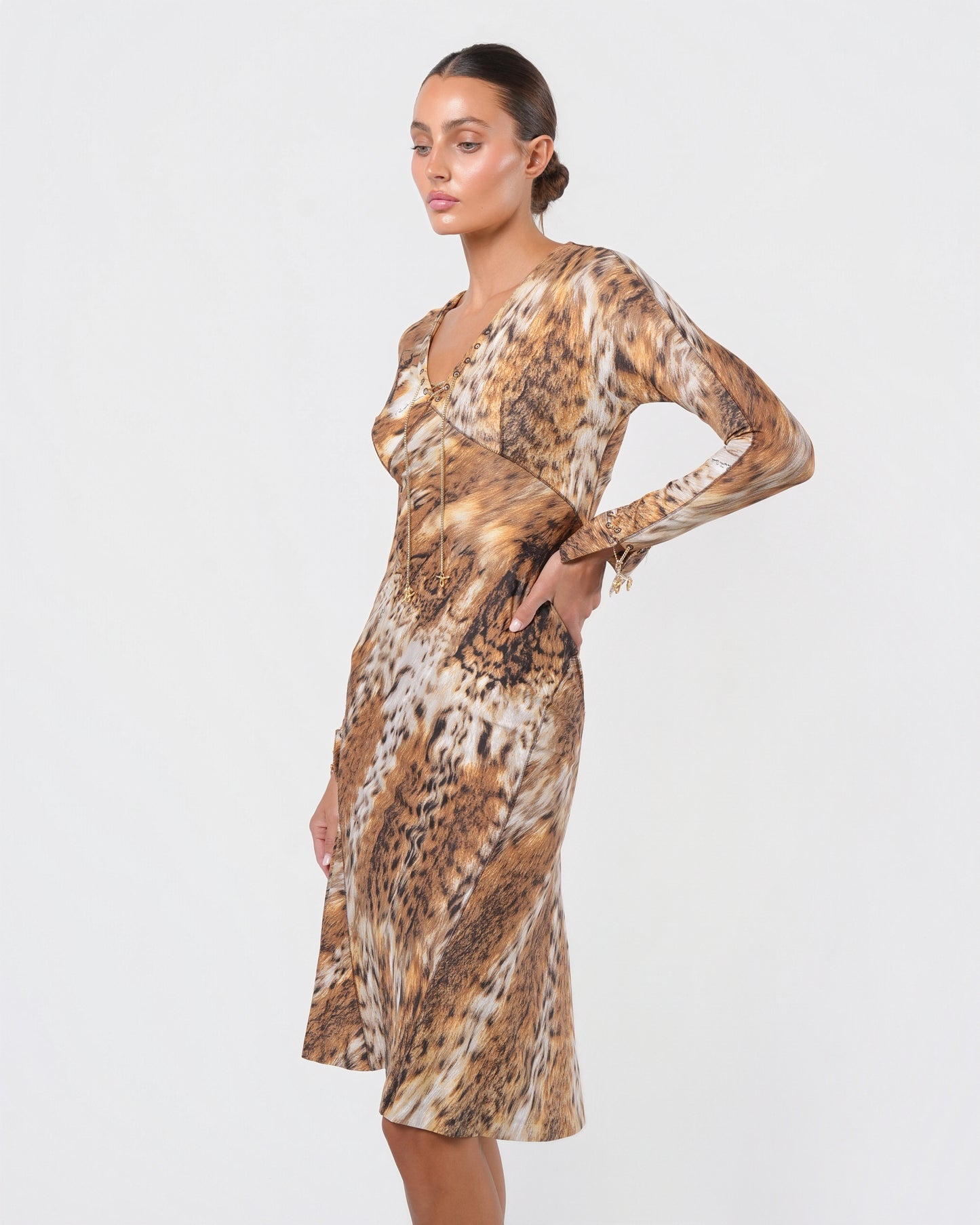 2000s Leopard Print Dress With Chain Detail
