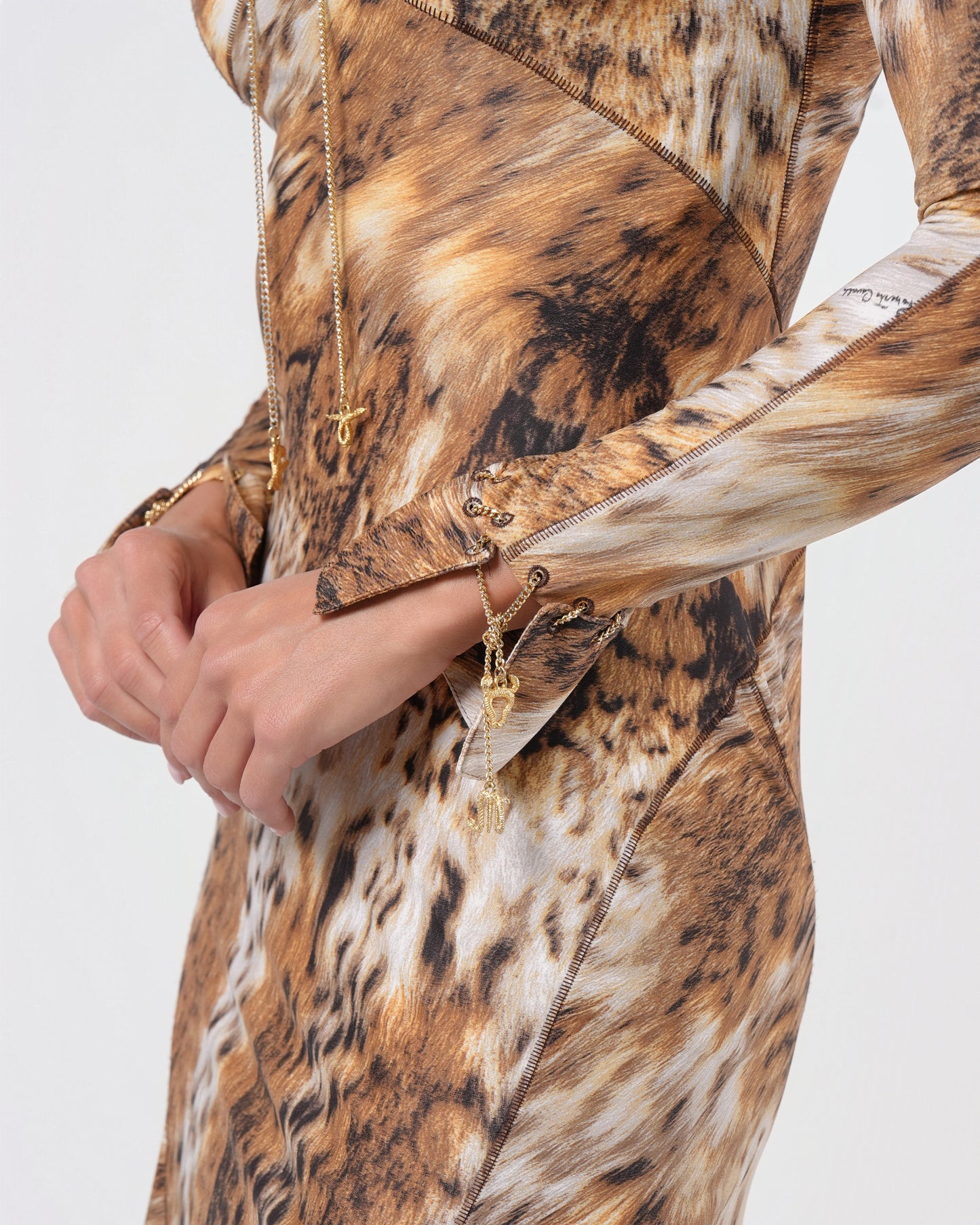 2000s Leopard Print Dress With Chain Detail