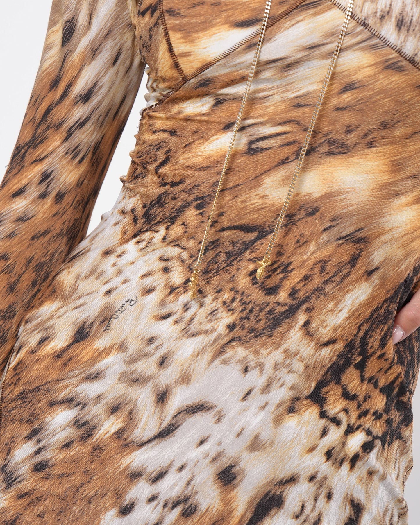 2000s Leopard Print Dress With Chain Detail