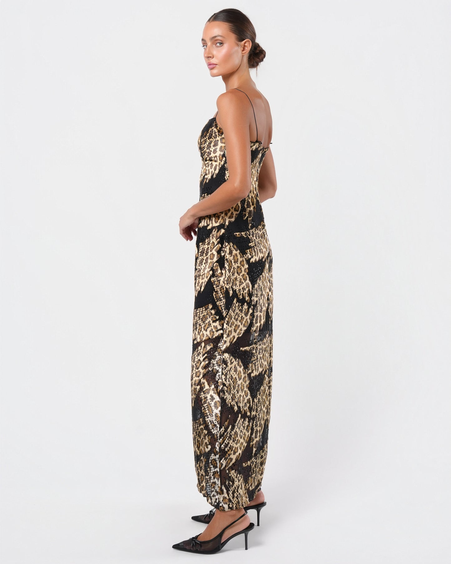 1990s Silk and Devore Velvet Cheetah Gown