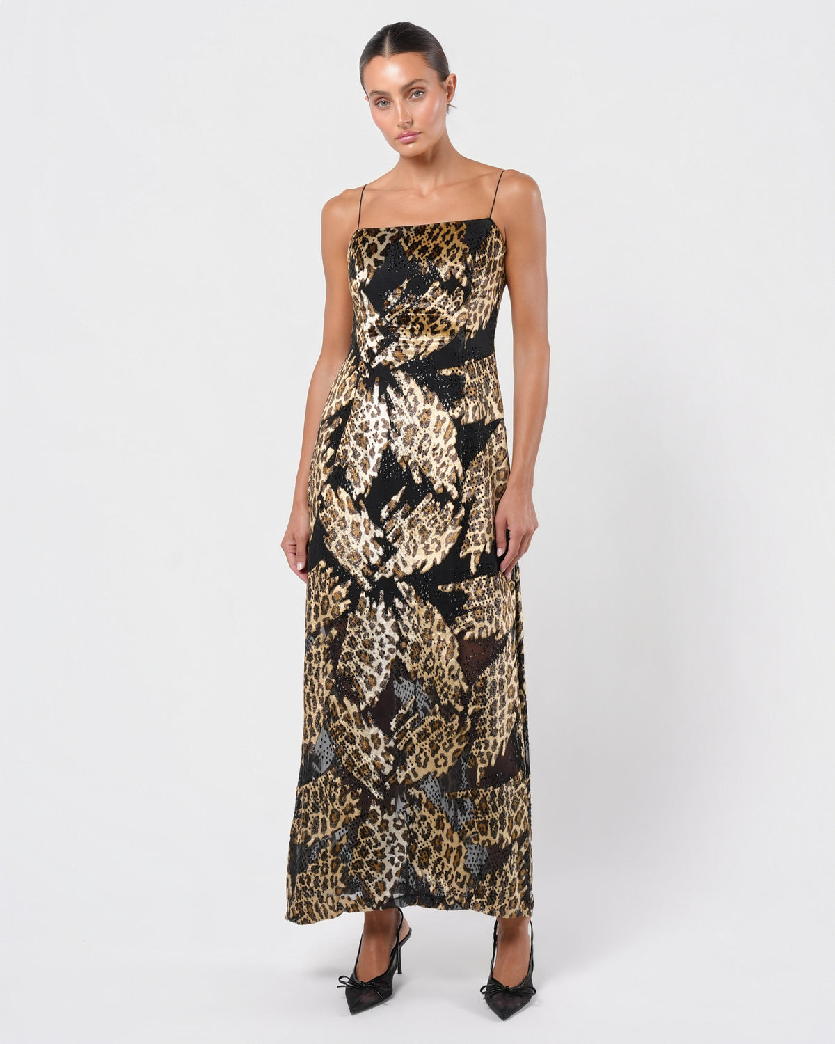 1990s Silk and Devore Velvet Cheetah Gown