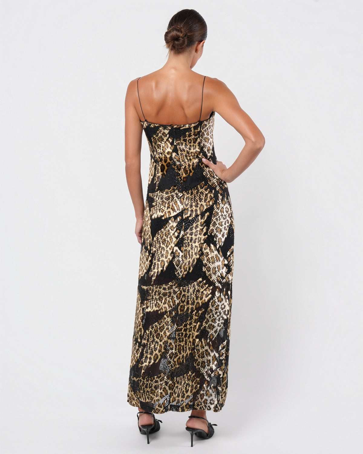 1990s Silk and Devore Velvet Cheetah Gown