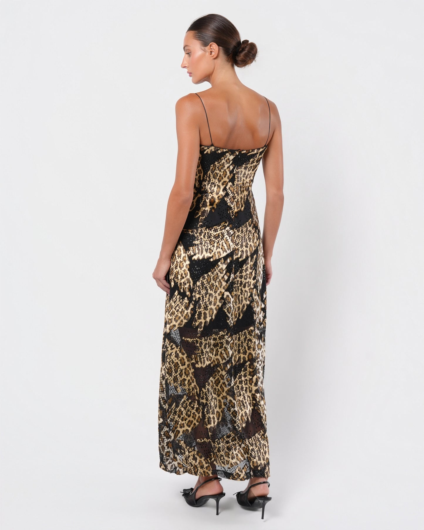 1990s Silk and Devore Velvet Cheetah Gown