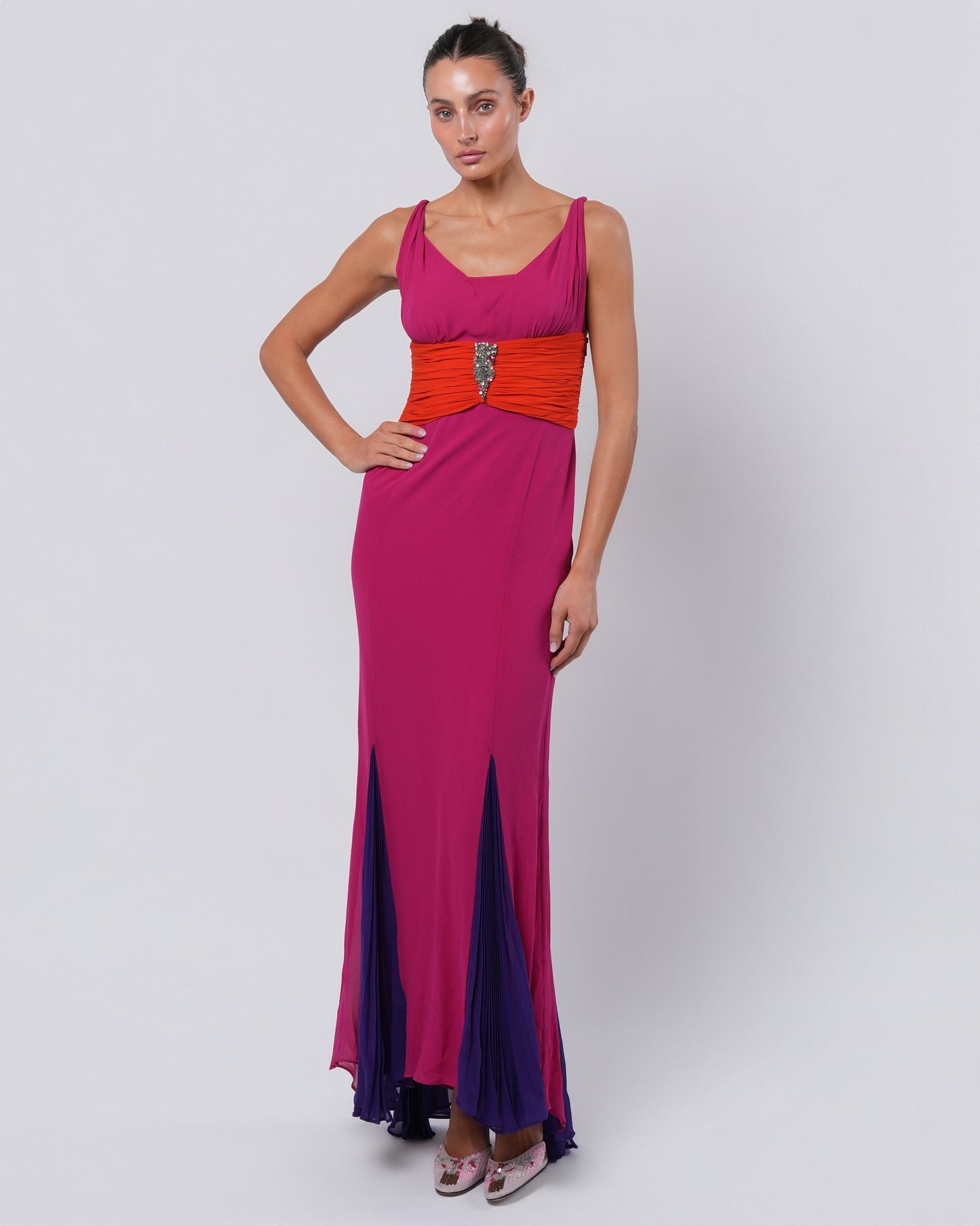 reede embellished silk evening dress Lady Black Tie - Lana Gown - Embellished Off The Shoulder Satin Gown main image 0