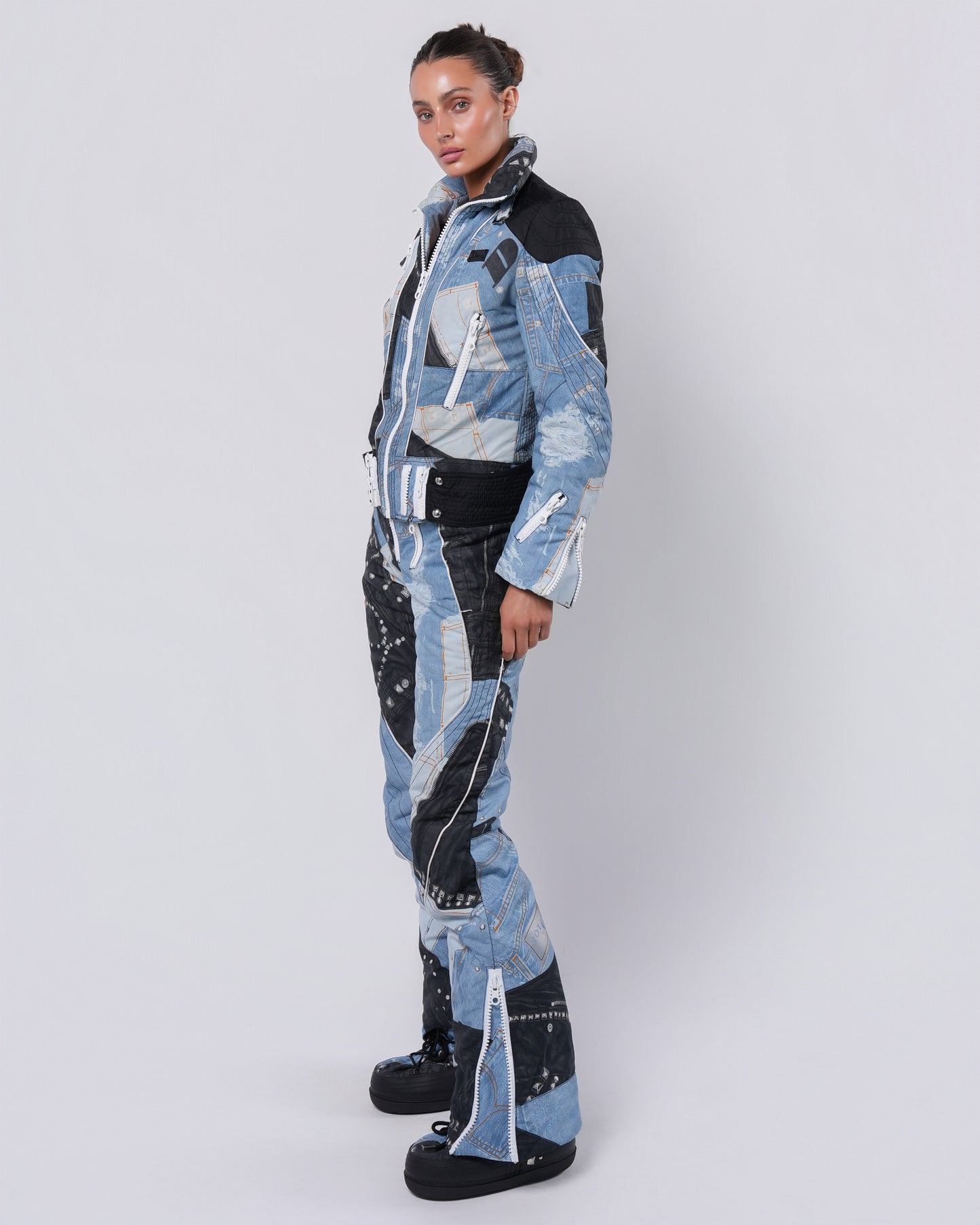 FW 2004 Trompe L'Oeil Denim Print Ski Set