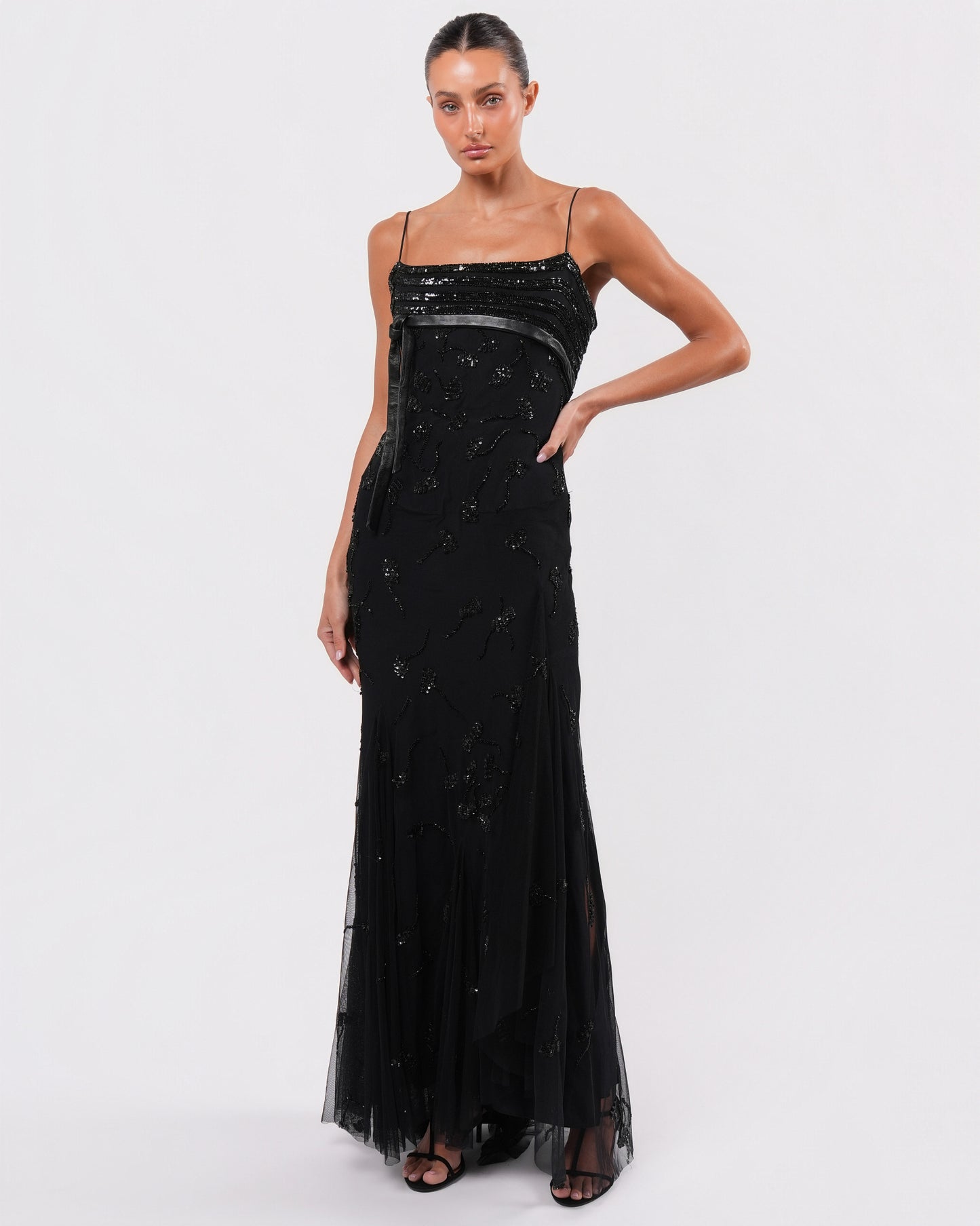 Beaded Tulle Gown