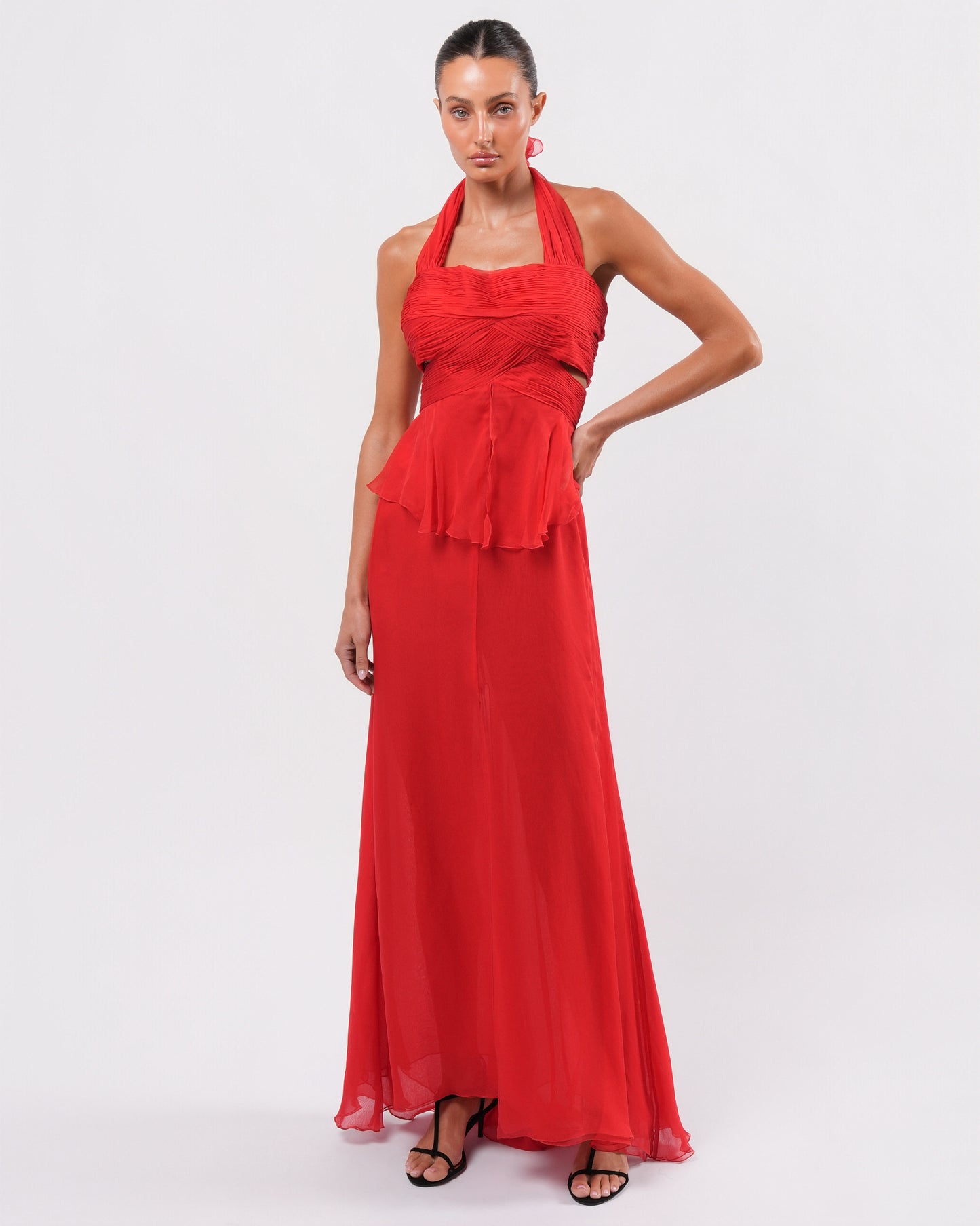 SS 2007 Pleated Silk Chiffon Gown With Open Back