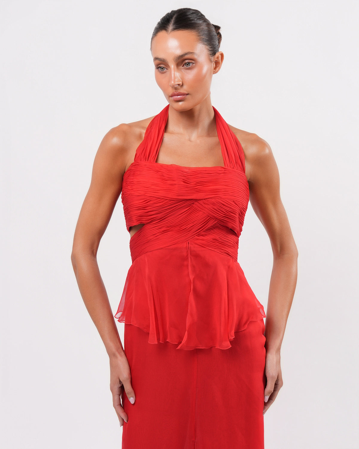 SS 2007 Pleated Silk Chiffon Gown With Open Back