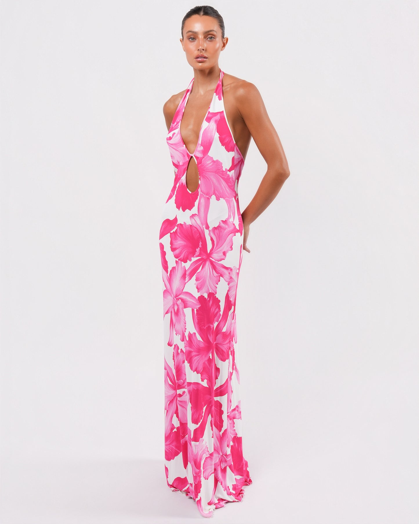 SS 2004 Pink Floral Runway Gown