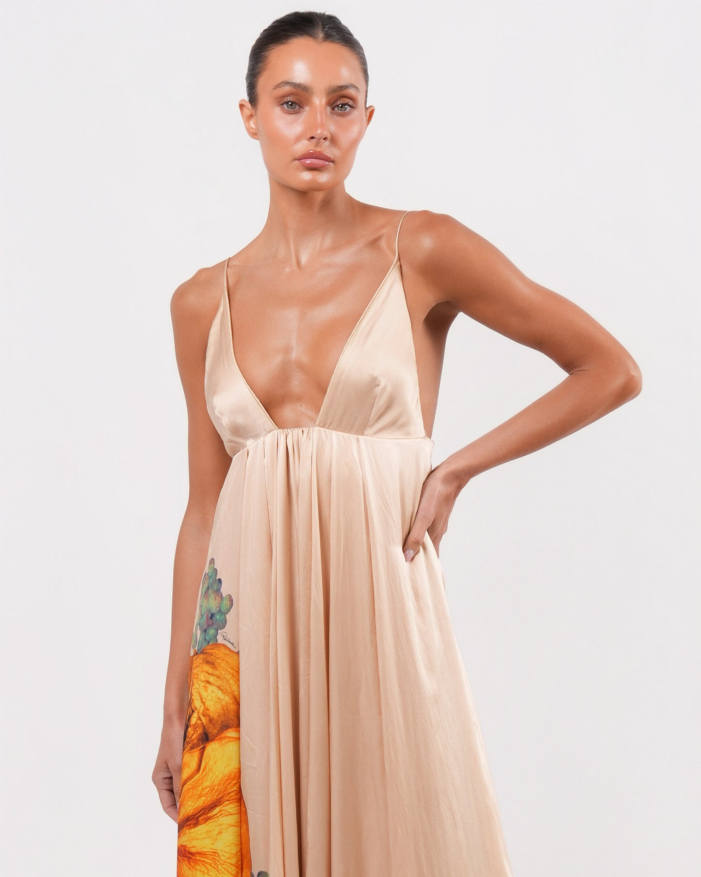 SS 2008 Silk Runway Gown With Floral Motif