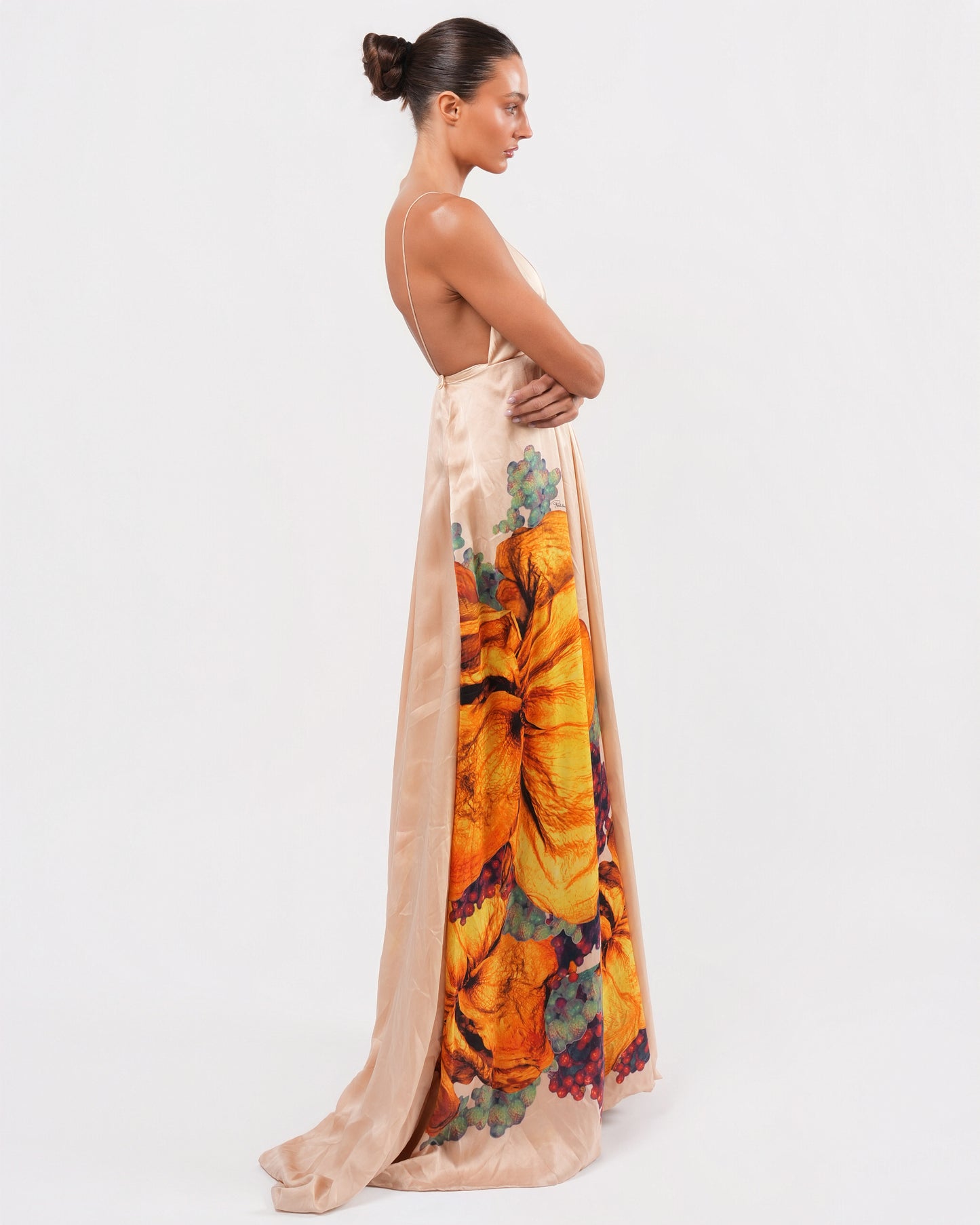SS 2008 Silk Runway Gown With Floral Motif