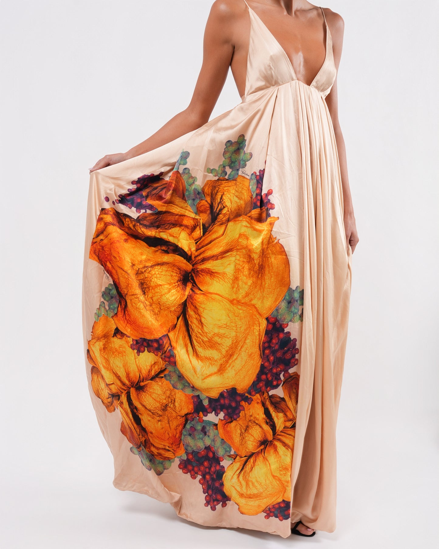 SS 2008 Silk Runway Gown With Floral Motif