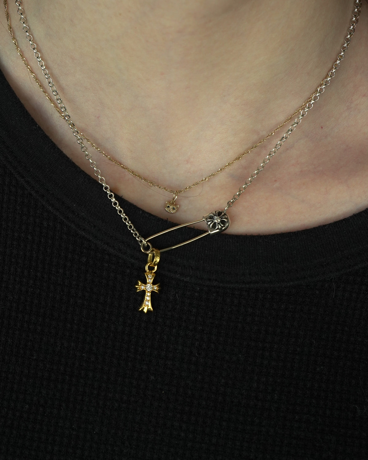 Diamond Safety Pin Necklace