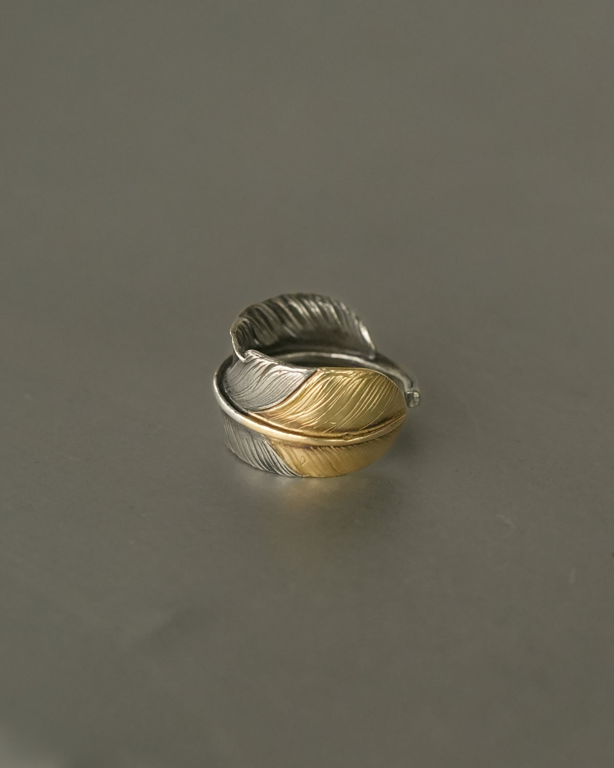 Silver and Gold Feather Ring