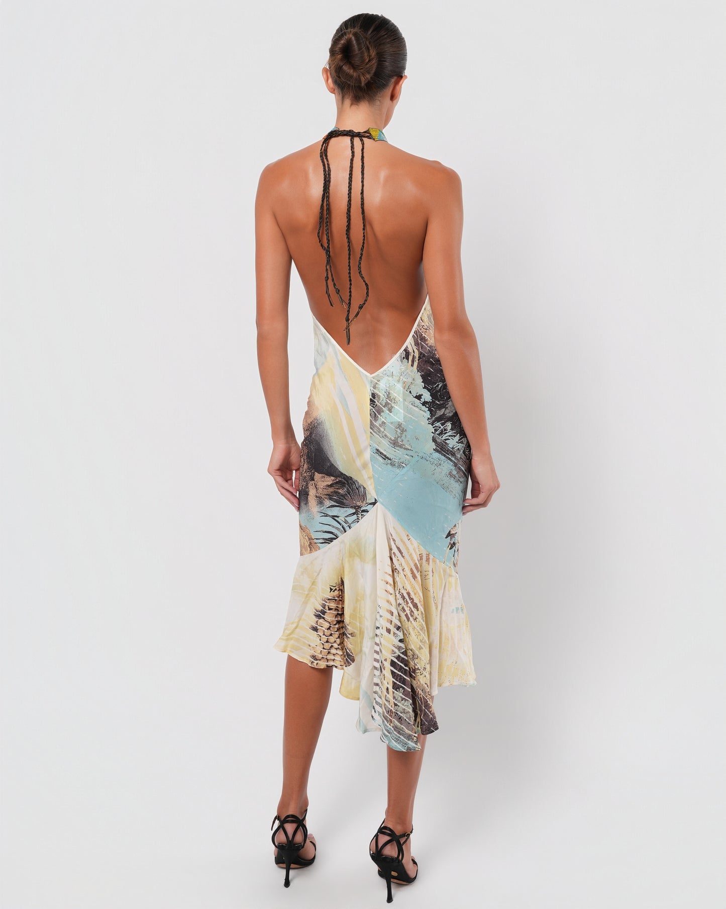SS 2002 Silk Lion Dress with Beaded Choker Neck