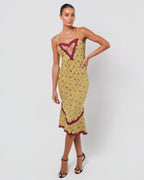 SS 1998 Silk Floral Runway Dress With Lace Detail