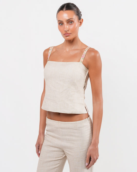 1990s Linen Rosette Detail Set