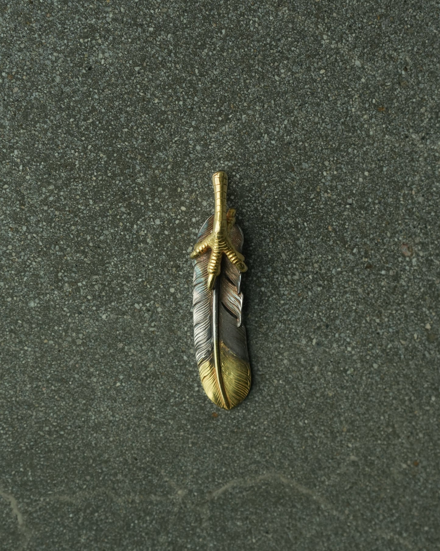 Silver and Gold Feather and Talon Pendant