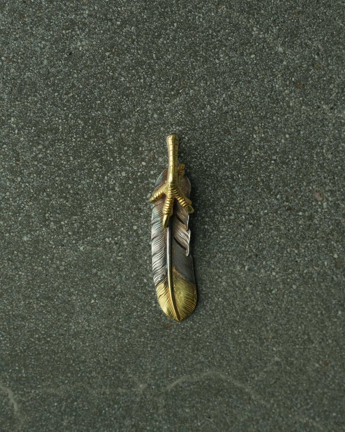 Silver and Gold Feather and Talon Pendant