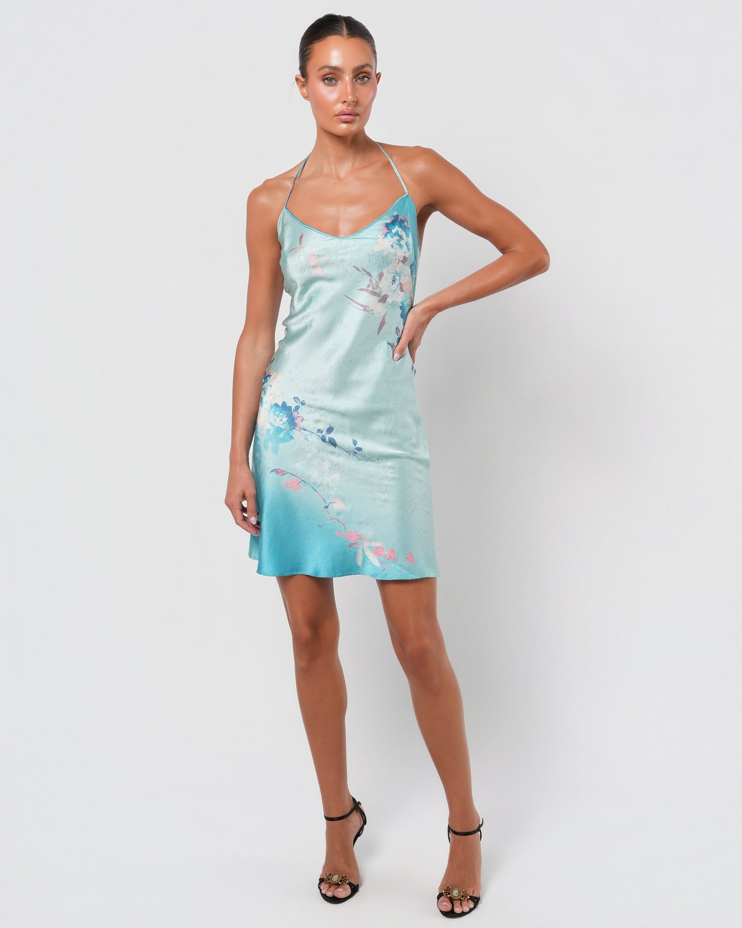 SS 1999 Silk Slip Dress with Gold Detail