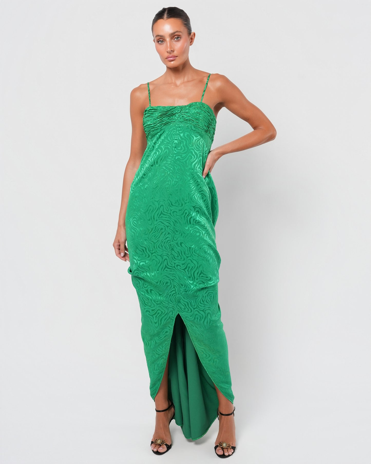 SS 1985 Bow Embellished Runway Gown