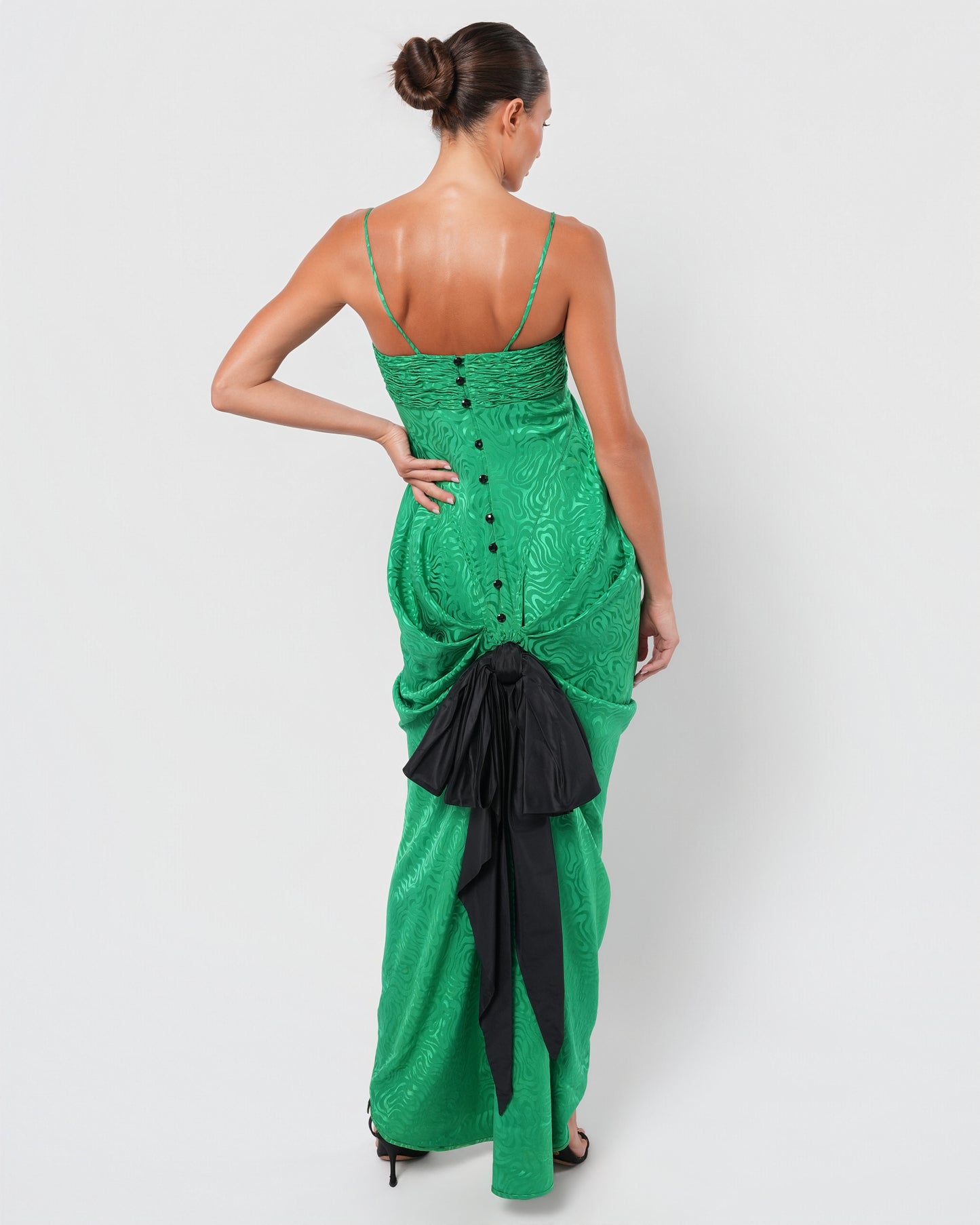 SS 1985 Bow Embellished Runway Gown