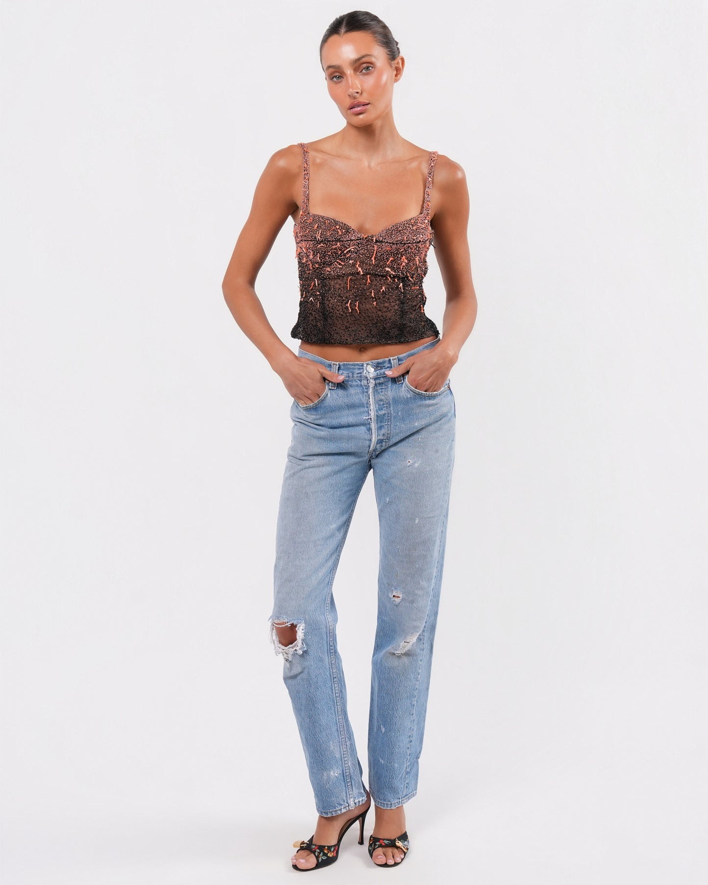 Highly Documented FW 1999 Coral Beaded Runway Corset