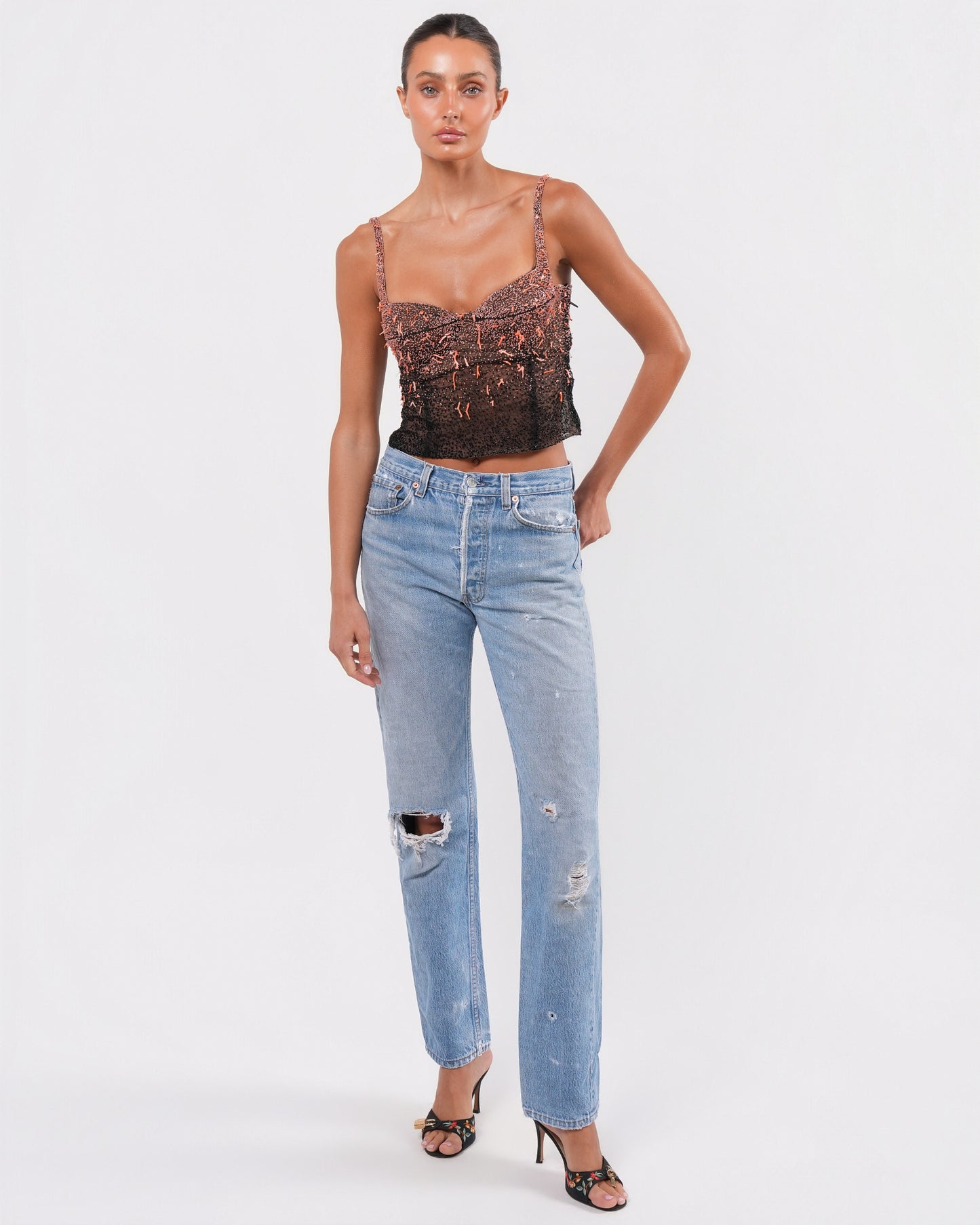 Highly Documented FW 1999 Coral Beaded Runway Corset