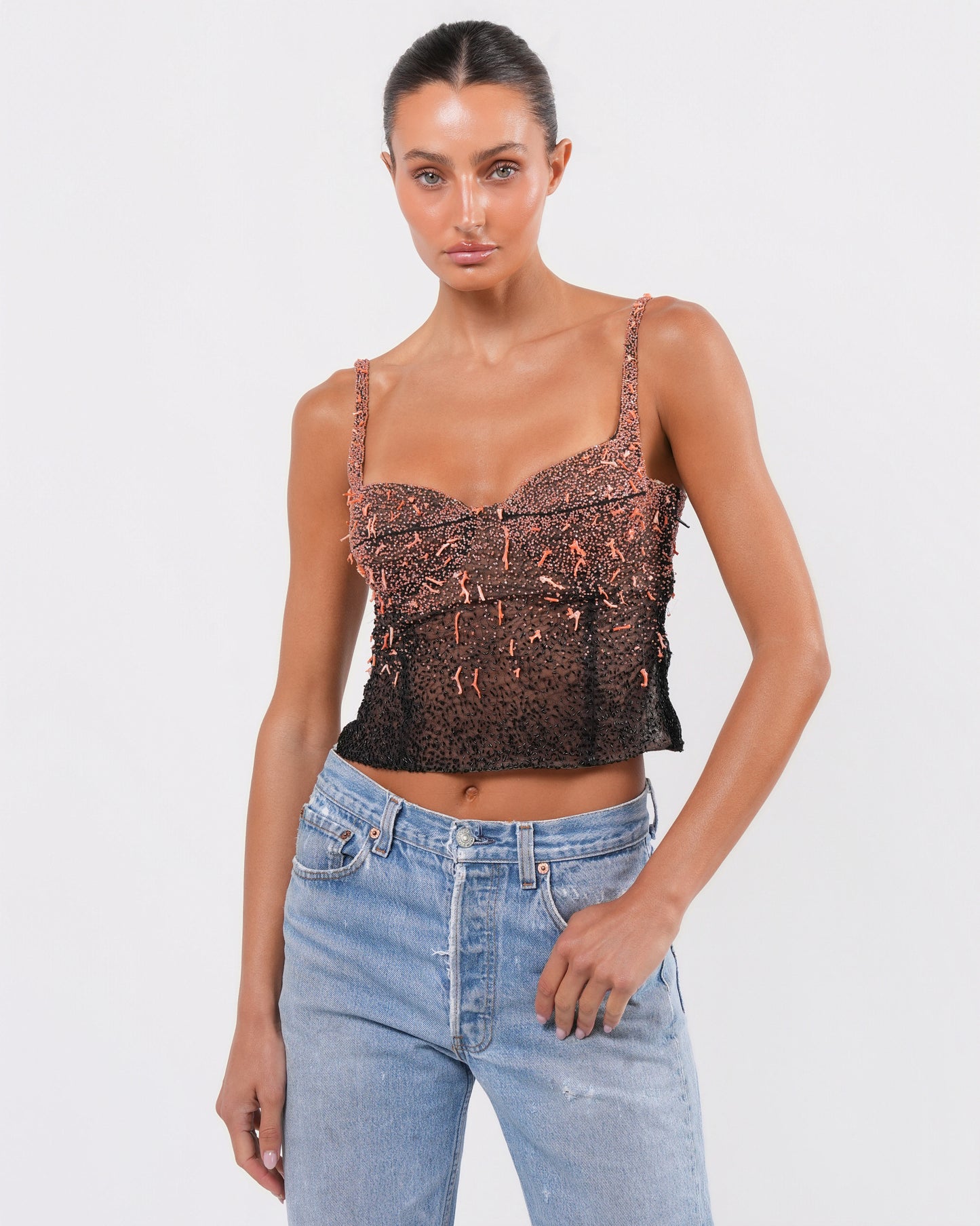 Highly Documented FW 1999 Coral Beaded Runway Corset