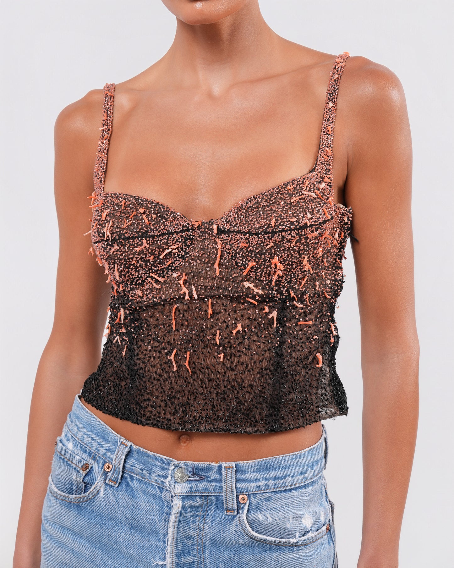 Highly Documented FW 1999 Coral Beaded Runway Corset