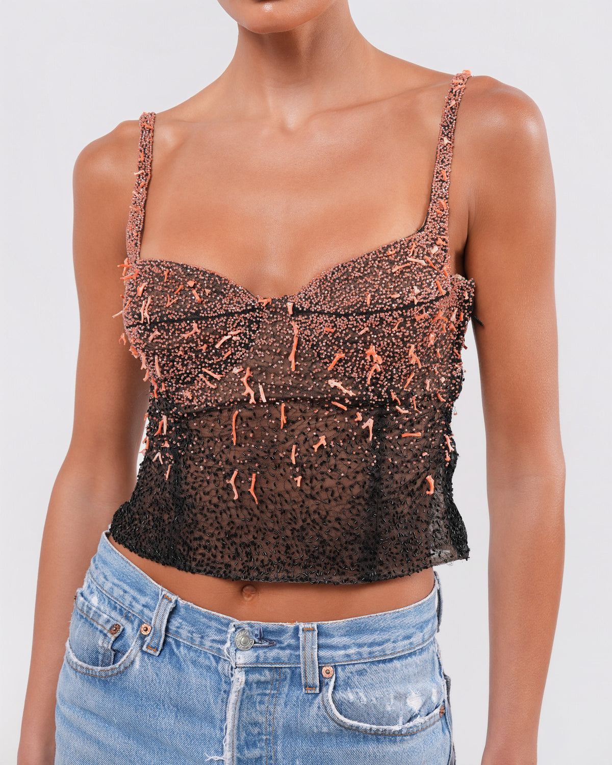 Highly Documented FW 1999 Coral Beaded Runway Corset