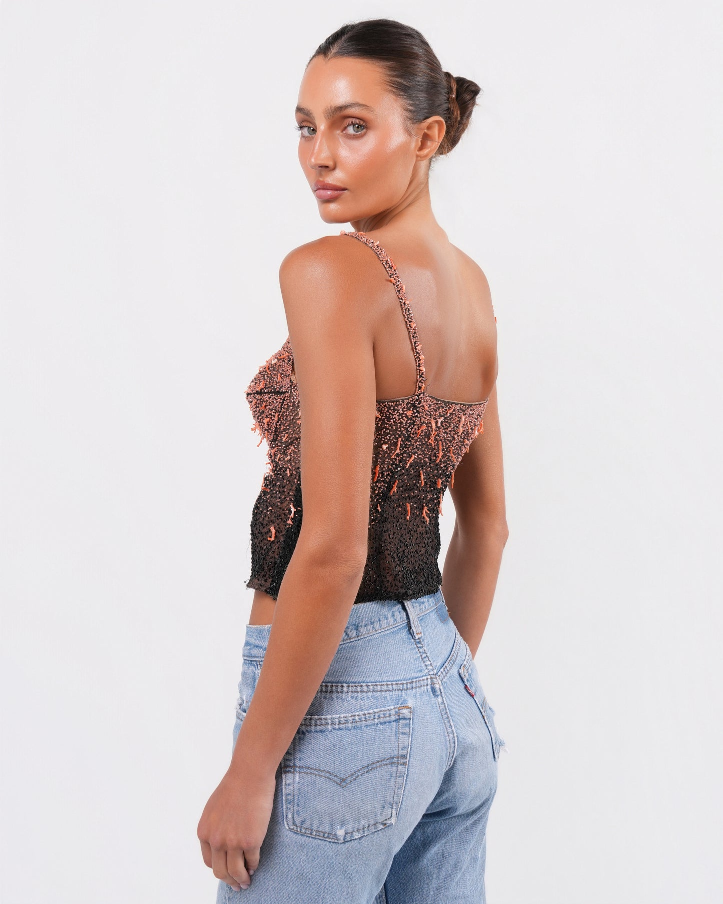 Highly Documented FW 1999 Coral Beaded Runway Corset