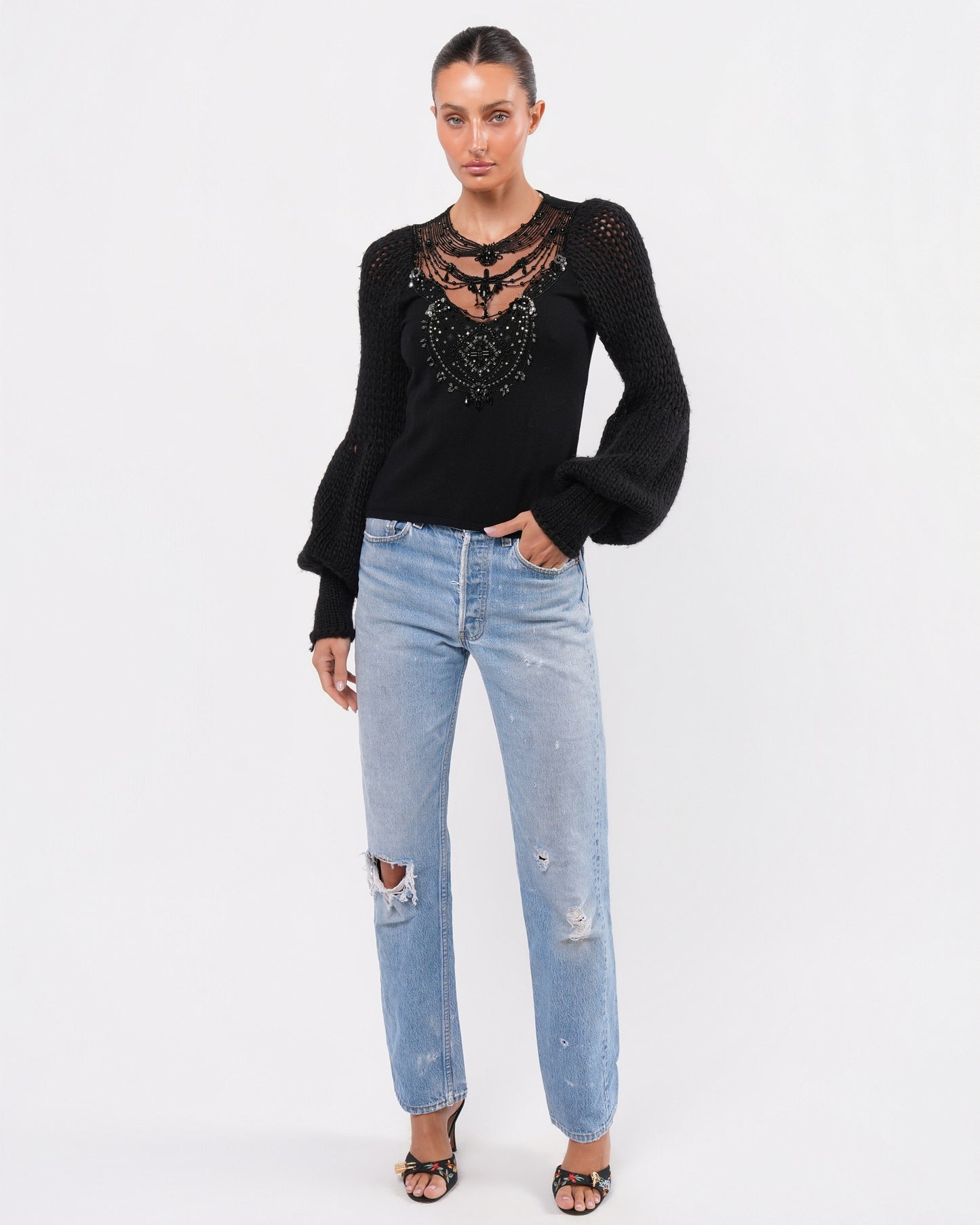 FW 2003 Embellished Knit Runway Top