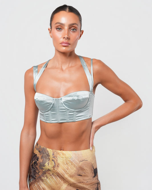 SS 2004 Silk Bustier With Feather Detail