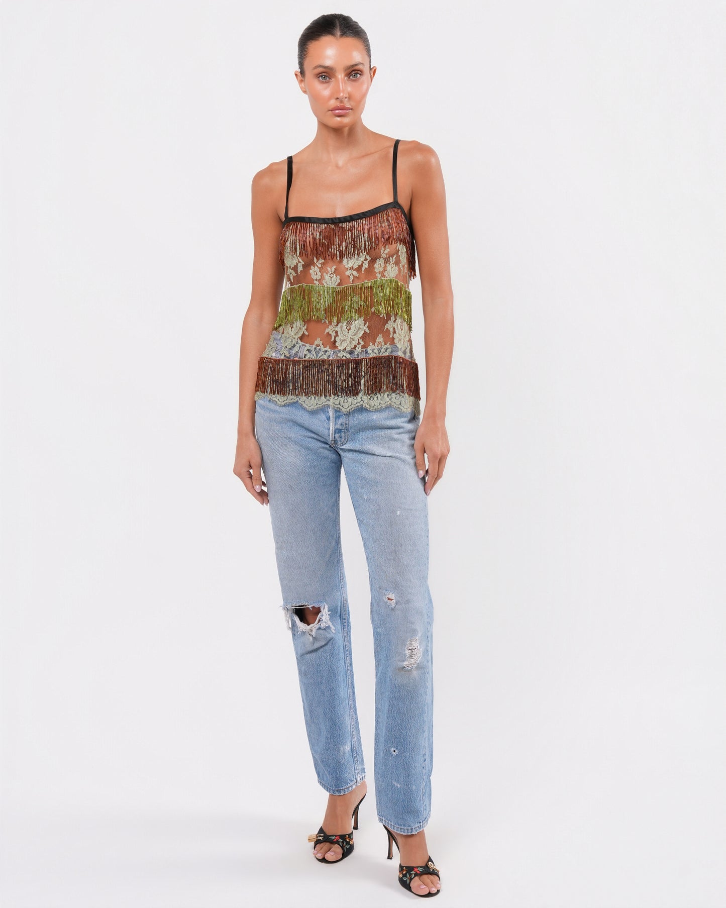 SS 2000 Runway Beaded Lace Top