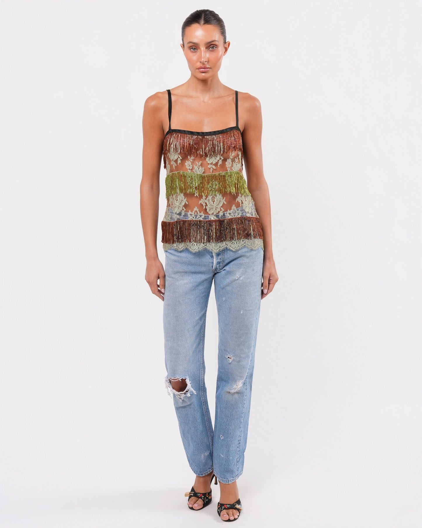 SS 2000 Runway Beaded Lace Top