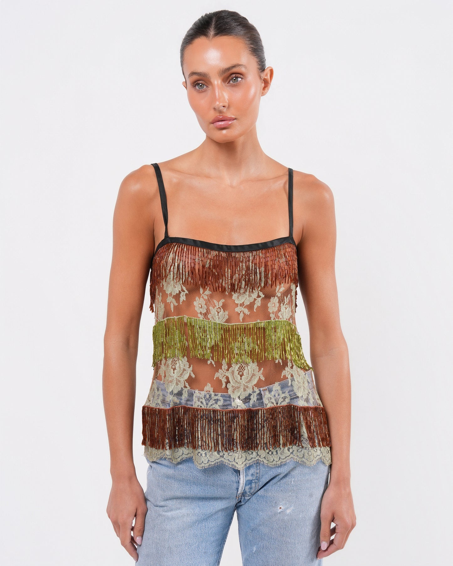SS 2000 Runway Beaded Lace Top