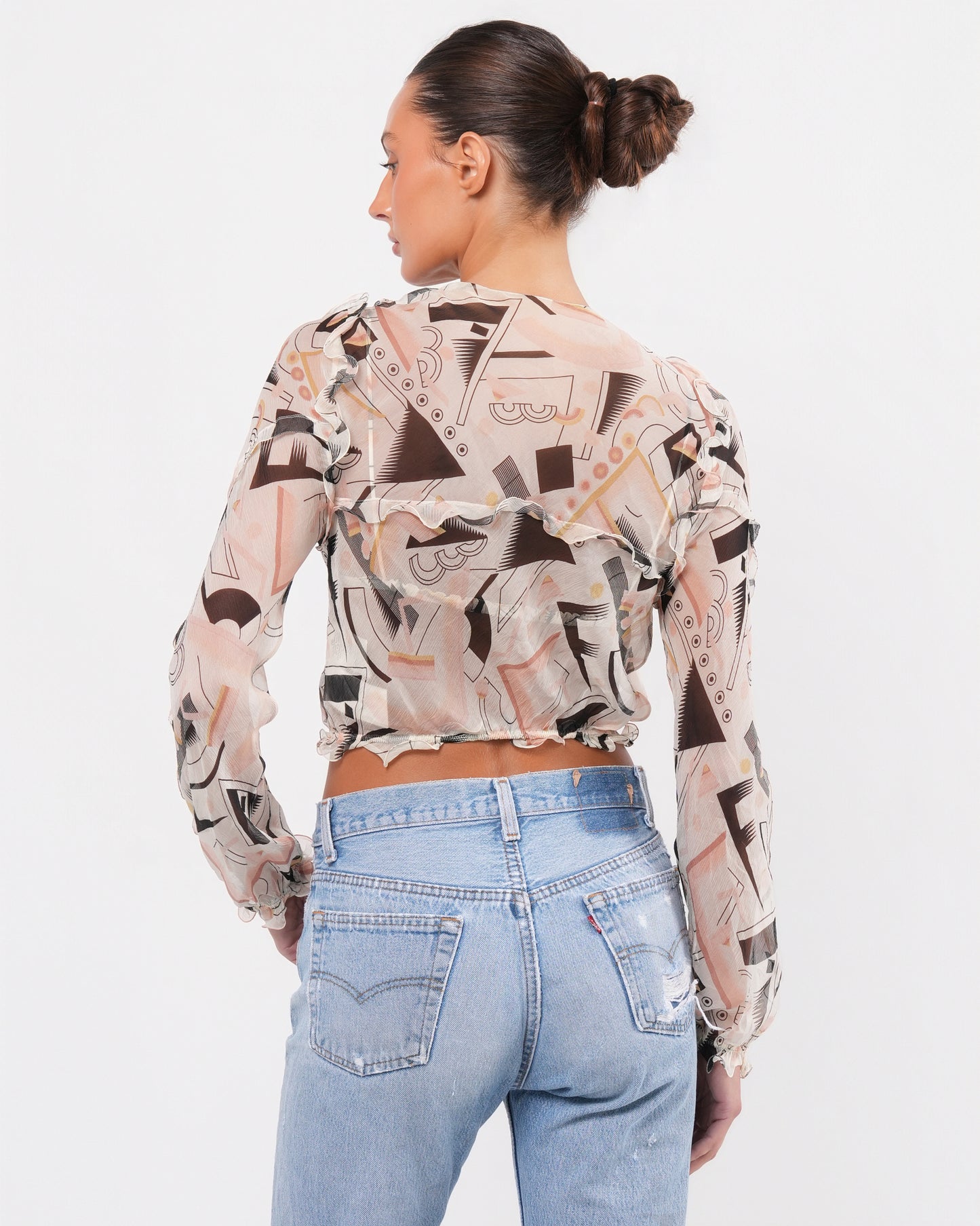 SS 2000 Abstract Print Shirt And Bra Set