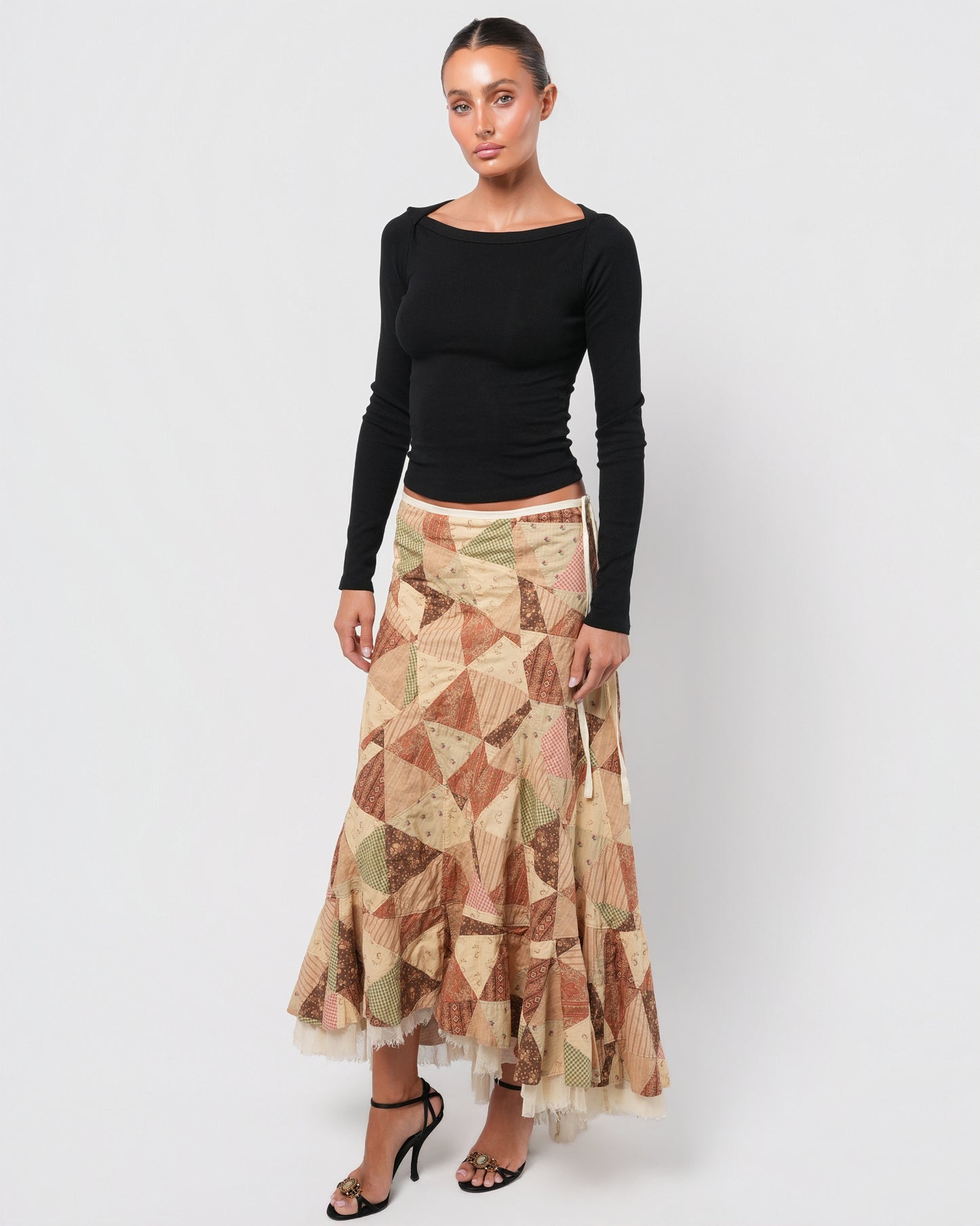Patchwork Skirt With Tulle Underlayer